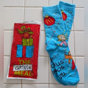 McDonald's Blue Grinch-Themed Socks